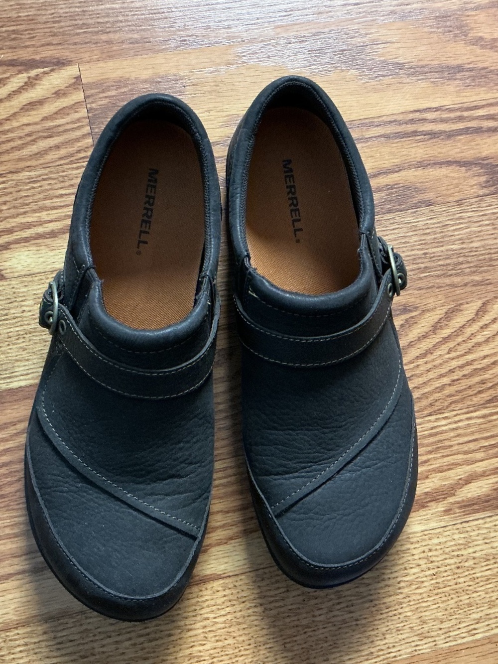 MERRELL Dassie Buckle Slip On Shoes Leather Sz 9.5 US Espresso Brown J69082 - Picture 1 of 4